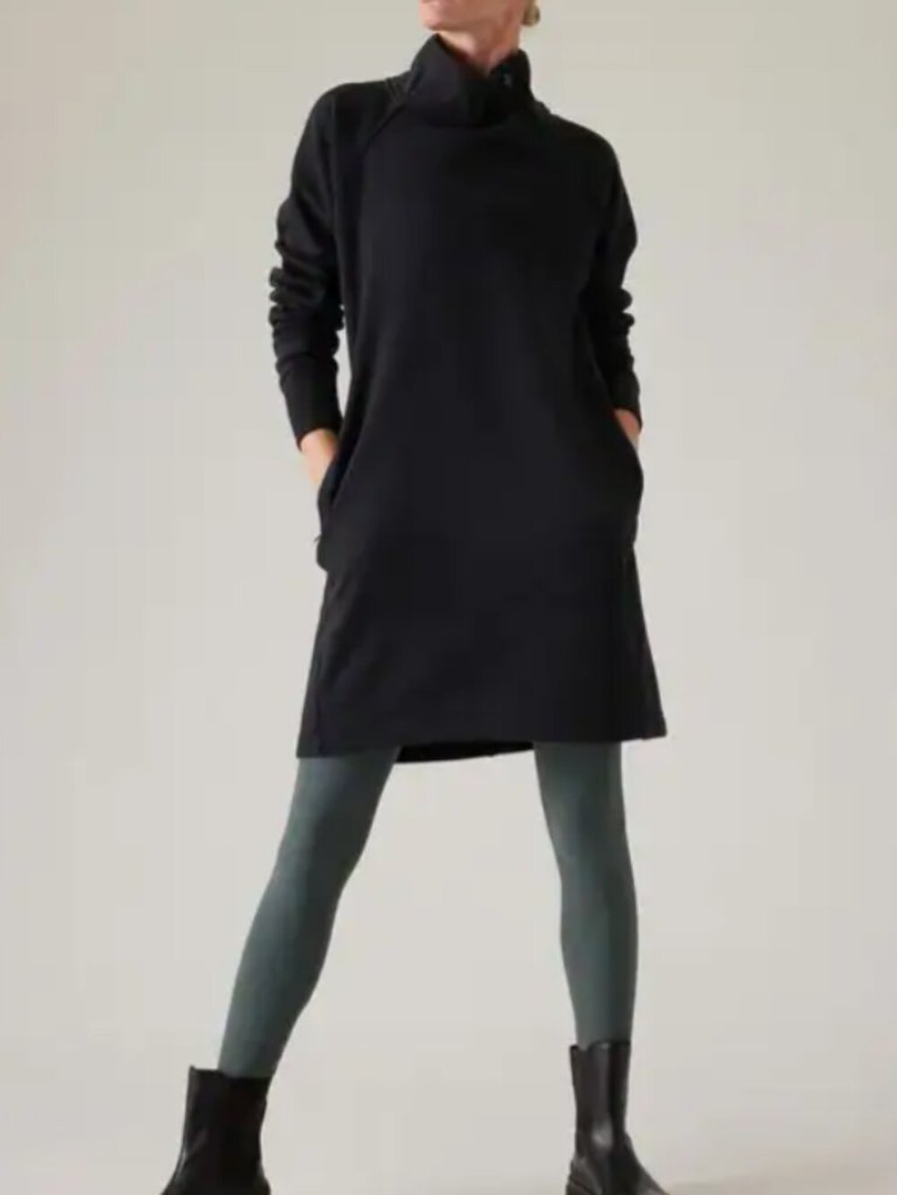 Athleta | Women's Black cozy karma sweatshirt dress Size Small